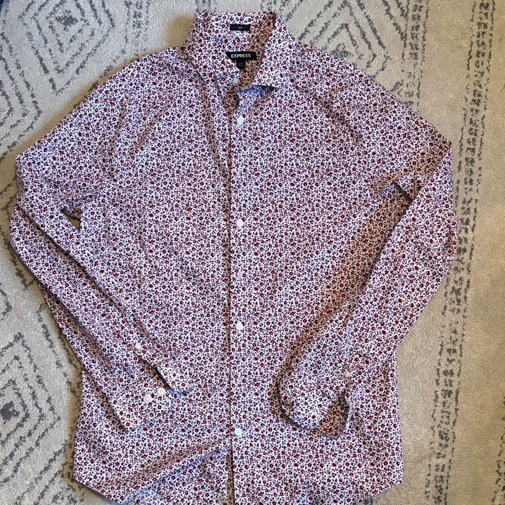 Express Slim Mini Floral Wrinkle-Resistant Everyday Performance Dress Shirt